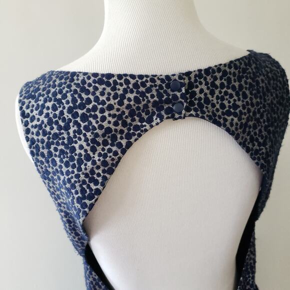 Alice + Olivia Jacquard Open Back Dress Wool Blend Silver Blue Women 10 - Picture 6 of 10